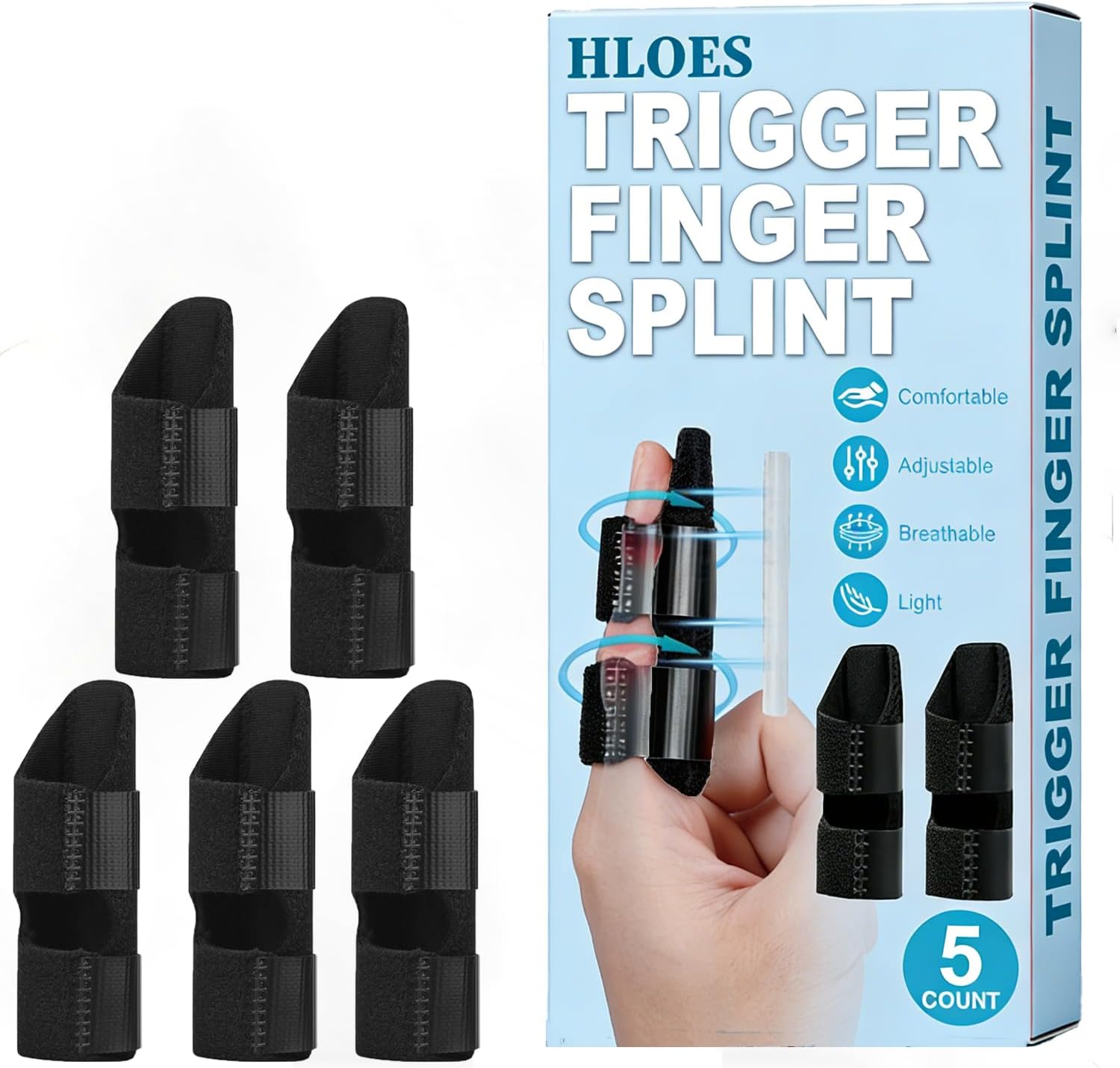 5PCS Trigger Finger Splint, Finger Braces Joint Stabilizer, Adjustable Mallet Splint and Hand Brace, Finger Straightener for Arthritis – Fits Thumb, Index, Middle, Ring and Pinky Finger（5PCS）