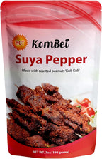 KomBei Suya Spice HOT - Authentic Nigerian Yaji, Premium African Seasoning Powder | Suya Pepper mix for Beef Steak, Chicken, Seafood, Kebabs & BBQ Dry Rub - 7oz (Spicy Hot)