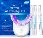 Teeth Whitening Kit with LED Light: 3 Whitening Gel Pens with 35% Carbamide Peroxide - Remove Coffee Tea Stains - 32X Dual LED Light - Safe Enamel Care - Daily Routine - for Yellow Teeth Users