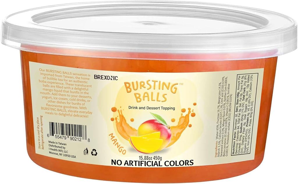 Mango Boba Pearls, Popping Boba Bursting Bubble Tapioca Pearls For Bubble Tea, No Artificial Colors (1 LB Pack of 1)
