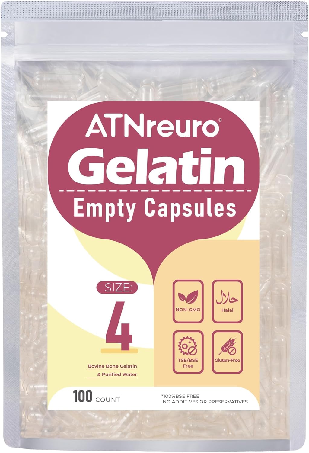 Empty Gelatine Capsules Size 4-Clear Empty Capsules 100 Count, Fillable Pill Small Gel Caps DIY Gelatine Capsule 4