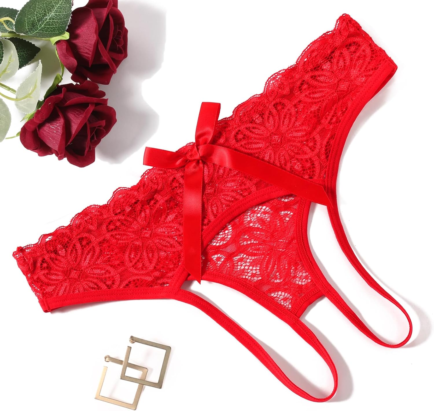 Avidlove Women Lace Panties Hollow Out Rear Bowknot Underwear Ruffle Cheeky Briefs 1-3 Pack