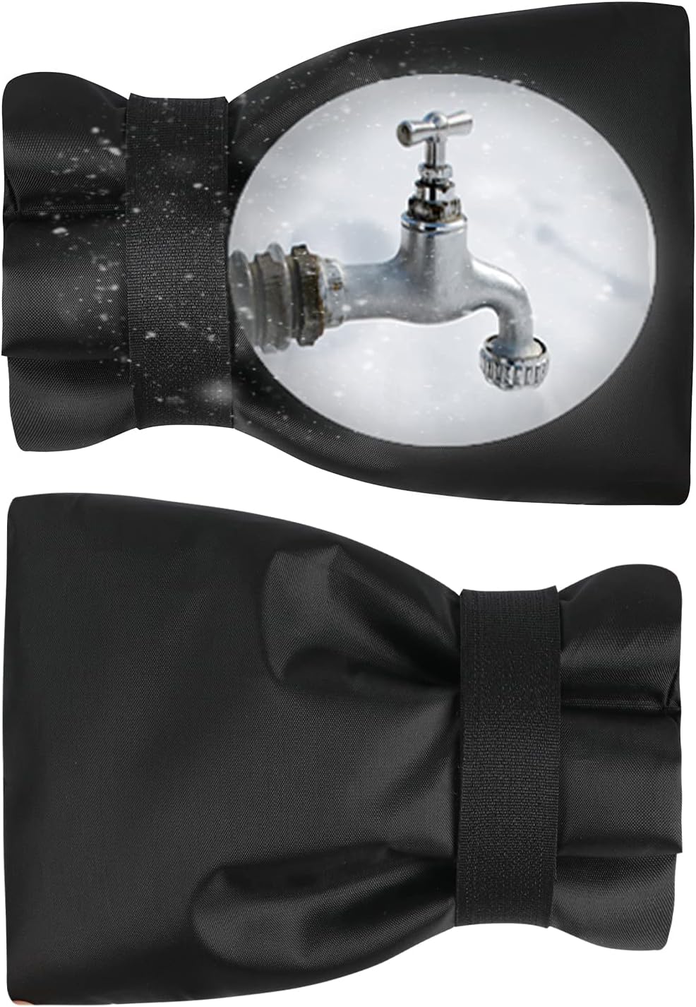 BoArt Outdoor Faucet Cover Socks for Winter Freeze Protection, 7.09" W x 9.06" H, Hose Bib Covers for Wall Taps Outside, Waterproof & Frost Free Insulated Spigot Cover, 2 Pcs Faucet Socks Black