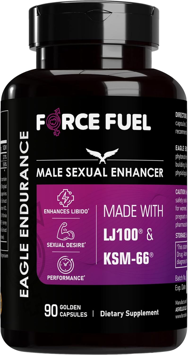 FORCE FUEL Herbal Supplement Sex Pills for Men – Last Longer in Bed and Enhance Erection Sensitivity – Includes Lab-Tested LJ100 Tongkat Ali & KSM-66 Ashwagandha – 30 Doses for Men Eagle Endurance