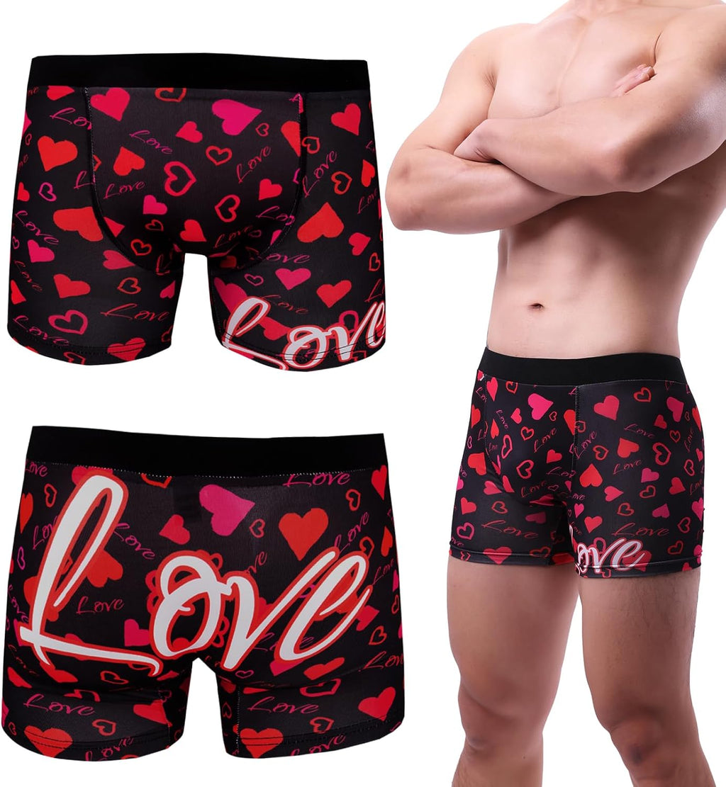 Evankin Men Valentines Boxer Briefs, Sexy Funny Novelty Heart Underwear, Comfort Breathable Soft Underpants Shorts
