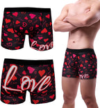 Evankin Men Valentines Boxer Briefs, Sexy Funny Novelty Heart Underwear, Comfort Breathable Soft Underpants Shorts