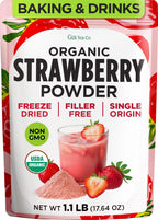 USDA Organic Freeze Dried Strawberry Powder for Smoothies, Baking & Frosting — 100% Pure Strawberries, Easy Mixing, No Fillers — Strawberry Milk, Yogurt, Desserts — 1.1 LB Bulk (71 Servings) | Gya Tea Co