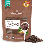 Navitas Organics Cacao Nibs – Unsweetened Dark Chocolate Crunch – Antioxidants, Minerals, Fiber – For Trail Mix, Baking & More – USDA Organic, Fairtrade, Non GMO, Gluten Free, Non-alkalized (16oz. Bag 151 Servings)