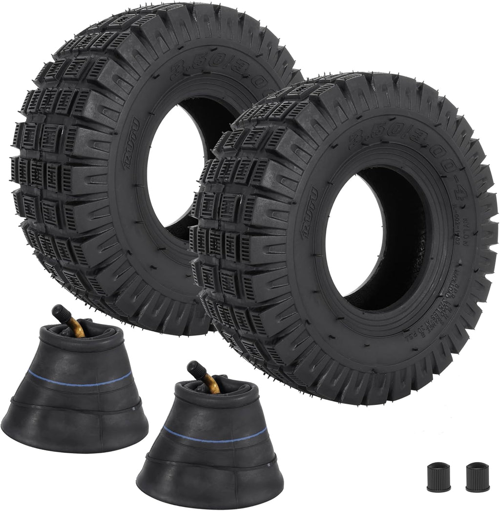3.00-4 260x85 10x3 Tires and Inner Tube For Off-road Go Kart, ATV, Scooter, E300, E325, Goped, 4 Wheeler Vehicle, Utility Dolly, Hand Truck Tires,Tire Tubes With TR87 Bent Angled Valve Stem 2 Sets