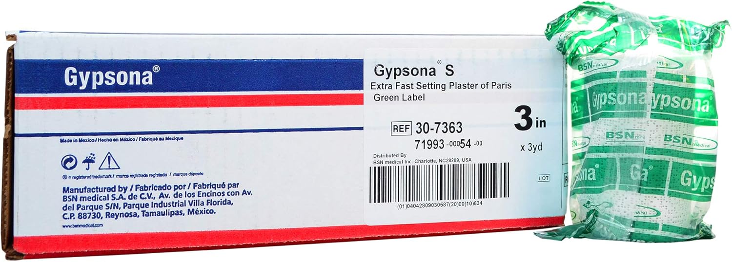 BSN Medical 30-7363 Gypsona S Plaster of Paris Bandages and Splints, Extra Fast Setting, 3" x 3 yd. Size (Pack of 12)