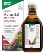 Floradix Floravital Liquid Iron & Vitamin Formula - Liquid Iron Supplement with Ferrous Gluconate, C & B Vitamins & Herbs for Energy Support - Vegan, Gluten-Free, Yeast-Free & Non-GMO - 8.5 Fl Oz
