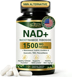 NAD+ Supplement 1500mg, NR NMN Replacement with Resveratrol, Urolithin A, CoQ10 & Quercetin - NAD Plus for Cellular Energy, Healthy Aging & Stamina for Women & Men - 120 Capsules