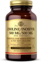 Solgar Choline/Inositol 500 mg/500 mg, 100 Vegetable Capsules - Energy Metabolism, Liver Health, Essential for Brain & Nerve Function - Non-GMO, Vegan, Gluten Free, Dairy Free, Kosher - 50 Servings