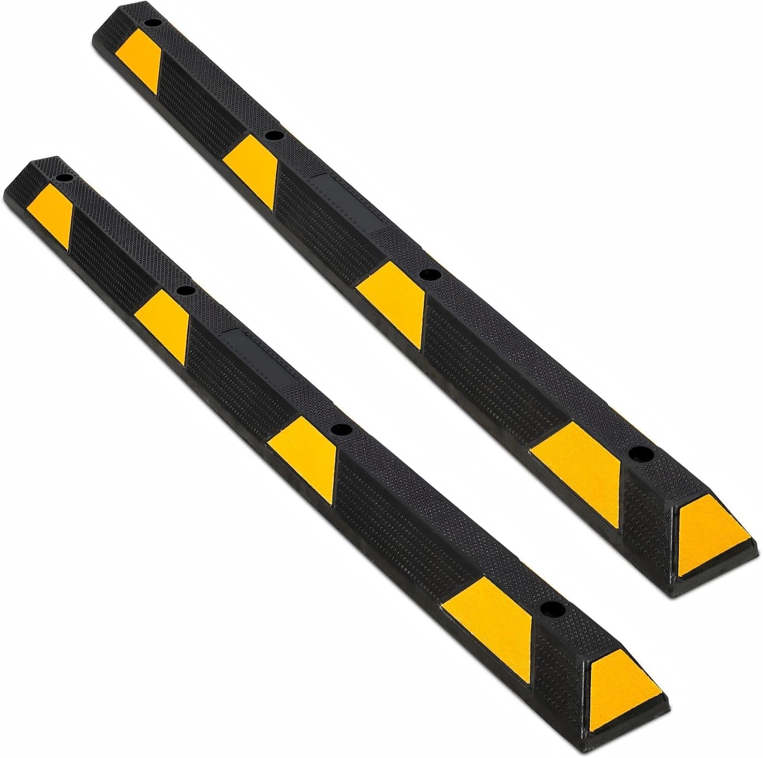 2 Packs 72" Heavy Duty Rubber Parking Curb, 55000 LBS Capacity Parking Stopper with Reflective Stripes, Garage Parking Floor Stop for Vehicles Truck Driveway