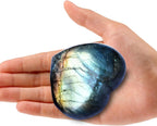Large Heart Crystal Stones Healing Crystal Palm Polished Love Shaped Gemstones Blue Labradorite Heart Rock Meditation Gift 0.6-0.8Pounds