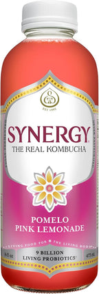 SYNERGY The Real Kombucha - Pomelo Pink Lemonade - 16 fl oz Bottle - Raw Probiotic Drink for Gut Health and Immune Support