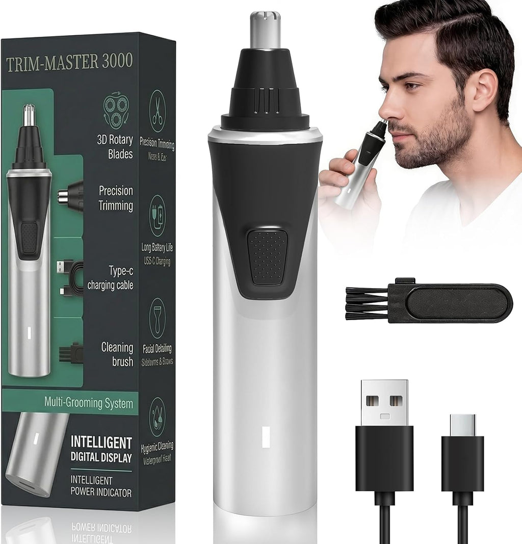 Electric Nose Hair Trimmer for Men, 2026 Professional 2 in 1 Painless Rechargeable Nose and Ear Hair Clipper, IPX7 Waterproof, Type-C Fast Charging, 6-Month Battery Life,Gifts for Father