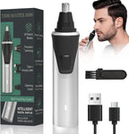 Electric Nose Hair Trimmer for Men, 2026 Professional 2 in 1 Painless Rechargeable Nose and Ear Hair Clipper, IPX7 Waterproof, Type-C Fast Charging, 6-Month Battery Life,Gifts for Father