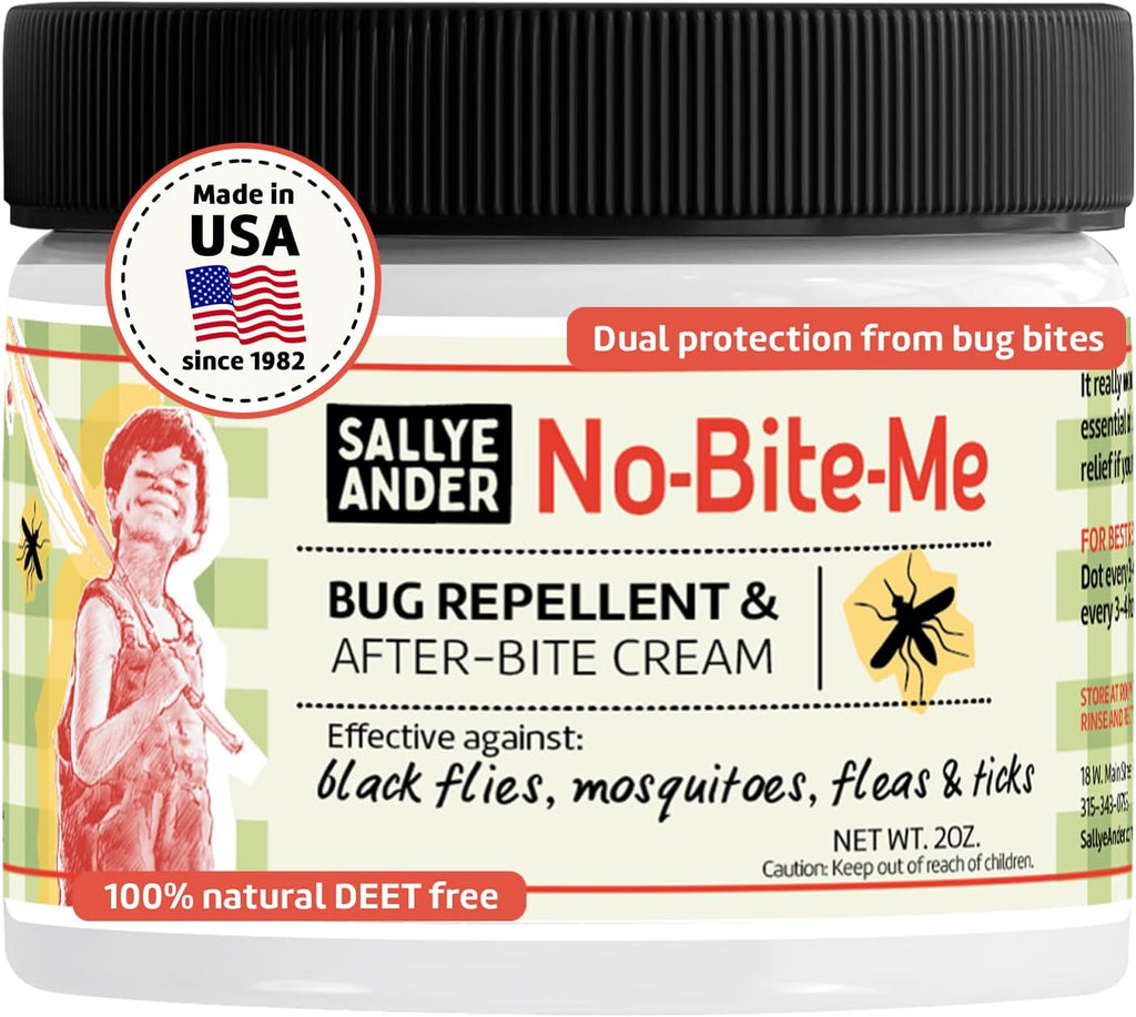 SALLYEANDER No Bite Me Natural Bug & Insect Repellent Lotion - DEET-Free Anti-Itch Cream - Safe for Kids, Infants & Adults - Repels Mosquitoes, Black Flies, Fleas & Ticks - Made in USA, 2oz