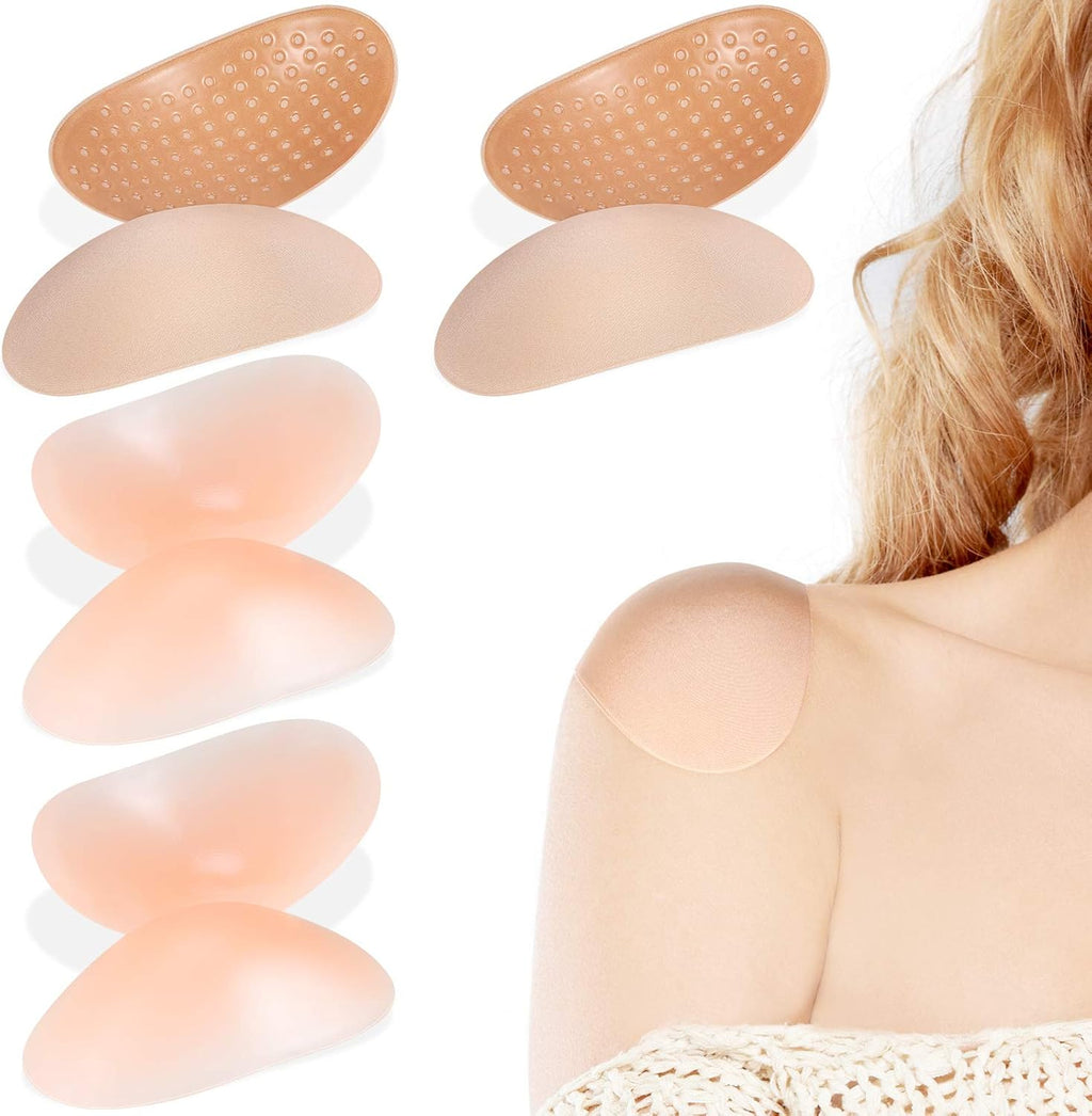 WILLBOND 4 Pairs Women Shoulder Pads Push up Soft Adhesive Silicone Anti Slip Enhancer Shoulder Pads for Women Clothing(Flesh Color, Transparent Flesh Color)