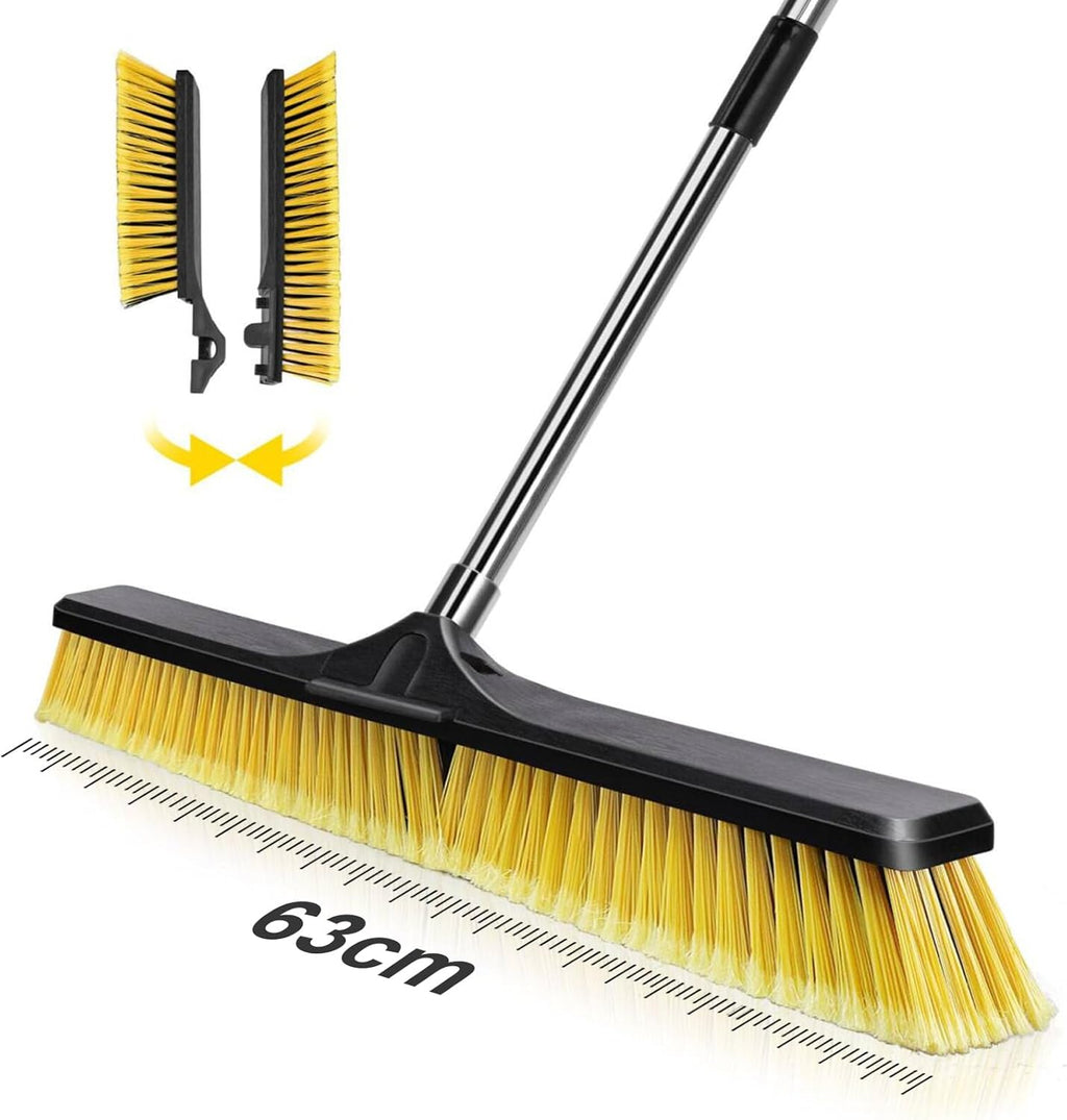 24" Push Broom,Masthome Industrial Broom with Stiff Bristles,Outdoor Broom Heavy Duty and 55" Long Handle,Heavy Duty Broom Brush for Garage Yard Patio Warehouse Concrete Floor Cleaning