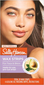 Sally Hansen Wax Kit Wax Strips for Face & Bikini| Vegan, Dermatologist Tested, Long-Lasting Smooth Skin | 20 Count