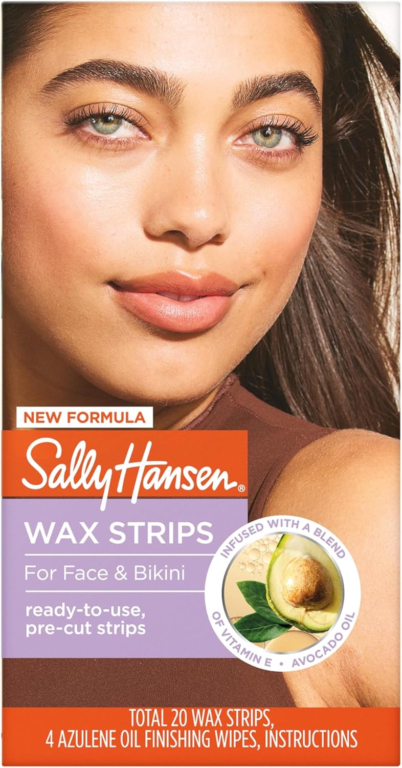 Sally Hansen Wax Kit Wax Strips for Face & Bikini| Vegan, Dermatologist Tested, Long-Lasting Smooth Skin | 20 Count