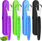 4 Pcs Tongue Scraper Cleaner Adults and Kids Stainless Steel Tongue Brush Metal Scraper Reduce Bad Breath with Travel Cases for Men Women Oral Mouth(Green, Blue, Black and Purple)