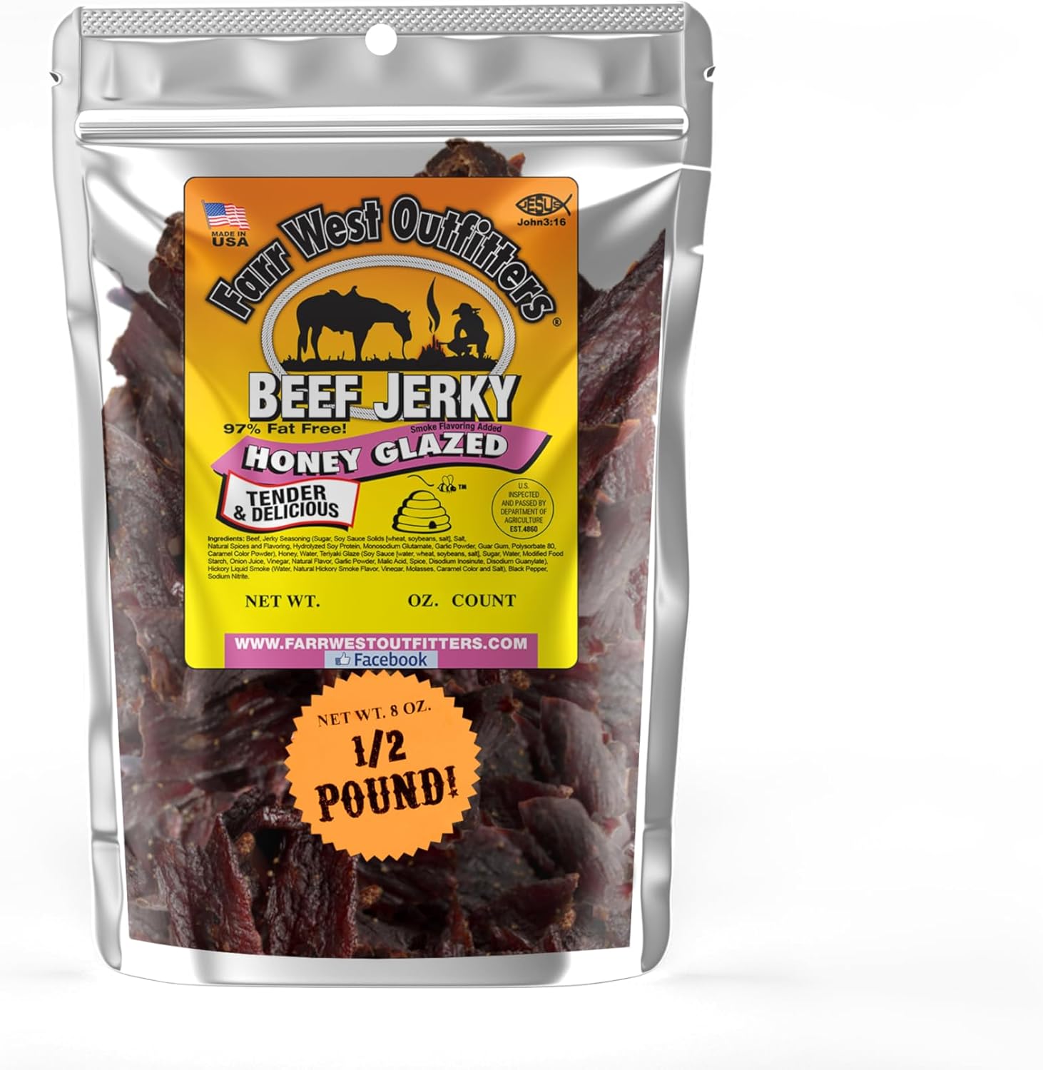 Farr West Outfitters Beef Jerky (8 OZ, Honey Glazed)