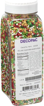 DECOPAC North Pole Fusion Mix Candy Sprinkles, 26oz, Fancy Christmas Gold Stars, Green Trees, Red Berries, Edible Festive Sprinkles For Celebration Cakes, Cupcakes, Cookies & Donuts (28308)