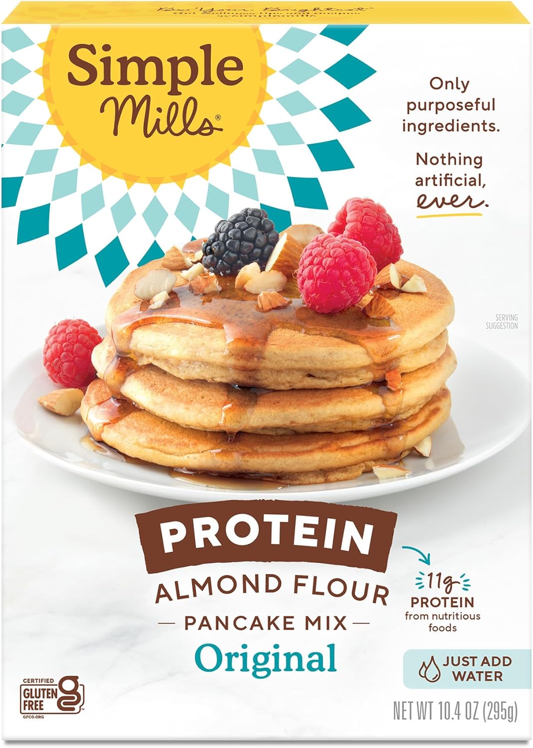 Simple Mills Just Add Water Almond Flour Pancake Mix, Original Protein - Gluten Free, Plant Based, Paleo Friendly, Breakfast, 10.4 Ounce (Pack of 1)