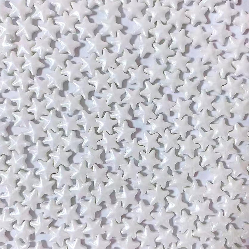 Sentovac 10mm White Star Sprinkles Edible Sugar for Cake Decorating White Star Sprinkles Cake Topper Cupcake Cookie Baking Decorations Halloween Christmas Wedding Supplies