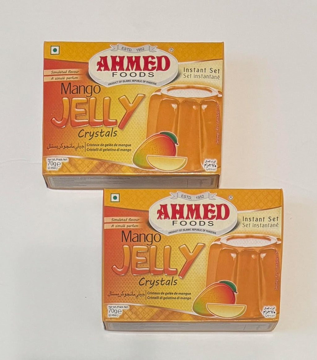 Ahmed Foods Mango Jelly Crystals, Instant Set Jello 70g (2 Packs) - Certified Halal