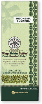 Mega Beans Coffee Indonesia Sumatra Green Coffee Beans, Unroasted Single-Origin, 3 lb Raw High-Altitude Beans for Home Roasting