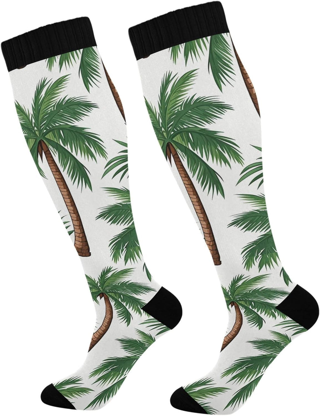 Compression Socks for Women Men Palm Trees and Coconuts Wide Calf Knee High Stockings 20-30mmHg Nurse Travel Athletic Sock 1 Pair