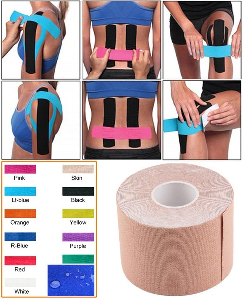 Kinesiology Tape - Pain Relief Adhesive - Best Therapeutic Muscle Support Aid - Sports Wrap for Knee Elbow Wrist Back Shoulder Ankle & Neck injury tape - Physio tap Water resistant - Price Xes