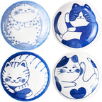 4 Pcs 4 Inches Cute Cat Soy Sauce Dish,Ceramic Cat Bowls,Japanese Cat Plates,Dipping Bowls,Snack Dish,Small Ceramic Saucers Plates, Sushi Plate Set, Mini Bowls, Small Bowls for Sides Dish (4 Inch)