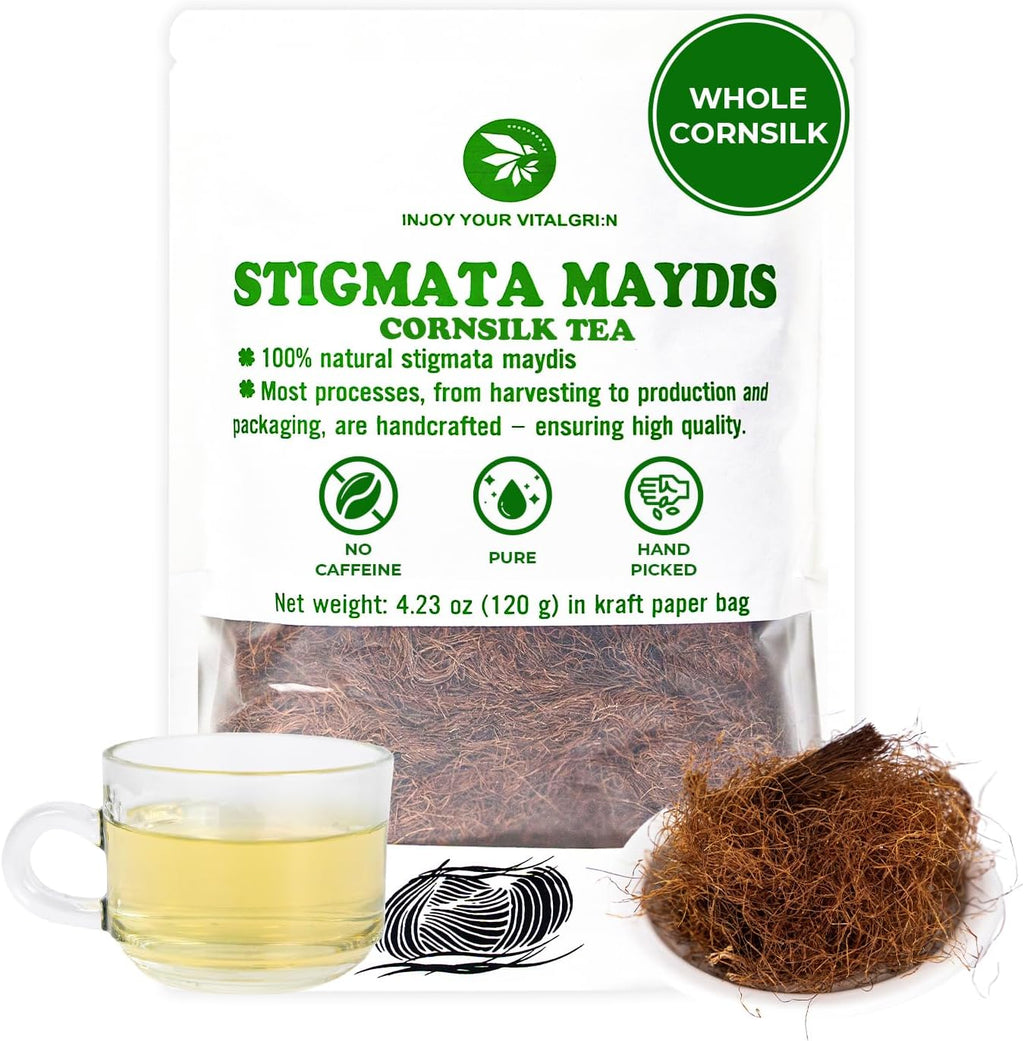 Pure Dried Corn Silk 4.23 Oz (Stigma Maydis Tea), Sweet & Refreshing, No Sugar Added, Caffeine Free, Healthy Corn Stigma for Tea, Cooking, Seda de Maiz, Made in Vietnam