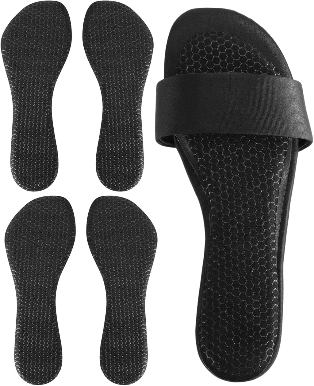2 Pairs Gel Cushion High Heel Inserts, Self-Adhesive Sandal Inserts Insoles Women, New Anti Slip Design, 3/4 Length Dress Shoe Inserts Pain Relief for Flats, Sneakers, 2 Black 5-8 US Size