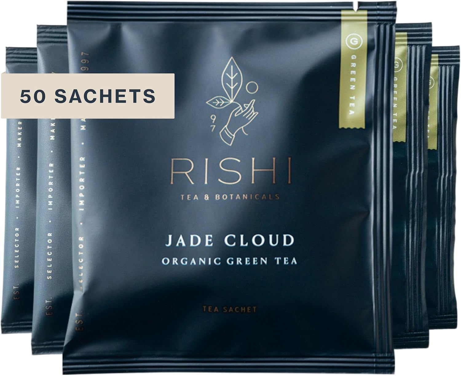 Rishi Tea Jade Cloud Chinese Green Tea - Organic, Caffeinated Sachet Bags with Natural Antioxidants, Enjoy Hot or Iced - 50 Count
