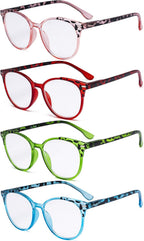 Eyekepper 4 Pack Ladies Reading Glasses - Oversize Round Stylish Readers for Women Reading +1.75