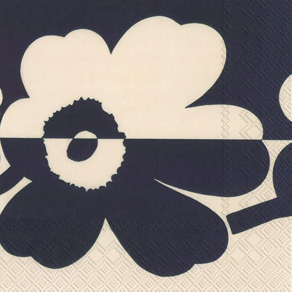 IHR Ideal Home Range Cocktail Napkins Marimekko Disposable 3-Ply Paper Party Napkin Pack, 5" x 5", Suur Unikko Linen Blue, 20-Count