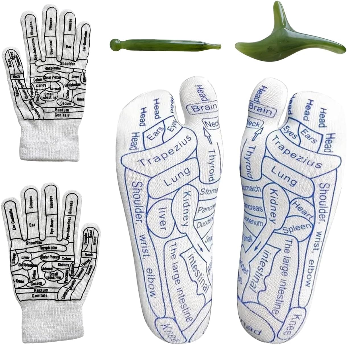 Reflexology Socks with Tools, Acupuncture Massage Socks Pain Relief Remedy for Foot Acupressure Socks with Gloves for Women's Size