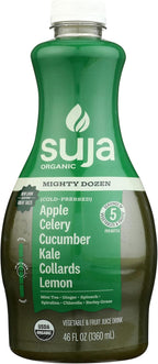 Suja Organic Mighty Dozen Cold Pressed Juice Drink, With Apple, Celery, Cucumber, Kale and Collard Greens, 46 fl oz Bottle