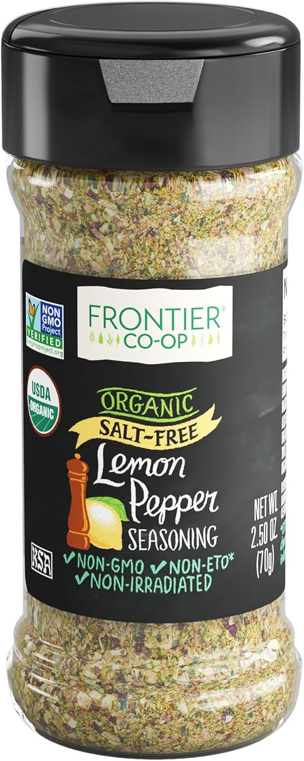 Frontier, Salt Free Organic Seasoning Lemon Pepper, 2.5 Oz