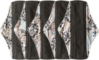 5 Pieces Charcoal Bamboo Mama Cloth/Menstrual Pads/Reusable Sanitary Pads (Silver, Regular (10 inch))