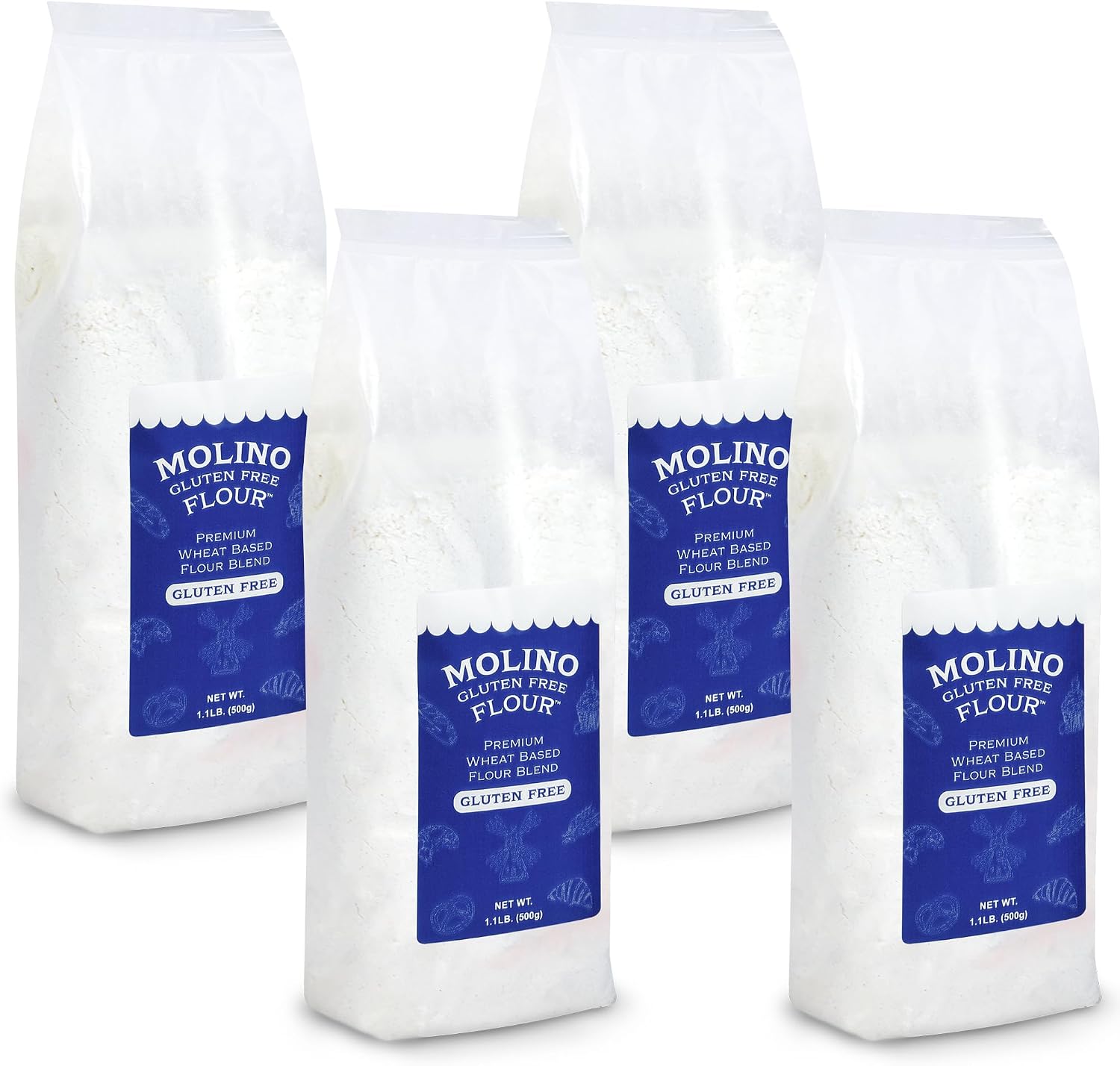 Molino Flour Molino Gluten Free Flour All Purpose Flour Made with Wheat Starch 1.1 Pounds Per Bag (4 Pack)