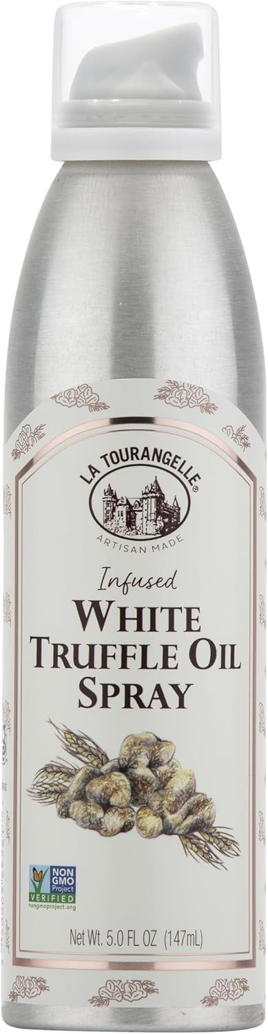 La Tourangelle, White Truffle Cooking Spray, Complex Gourmet Earthy Flavor for Spraying on Pasta, Popcorn, Vegetables, Potatoes, and More, 5 Fl Oz