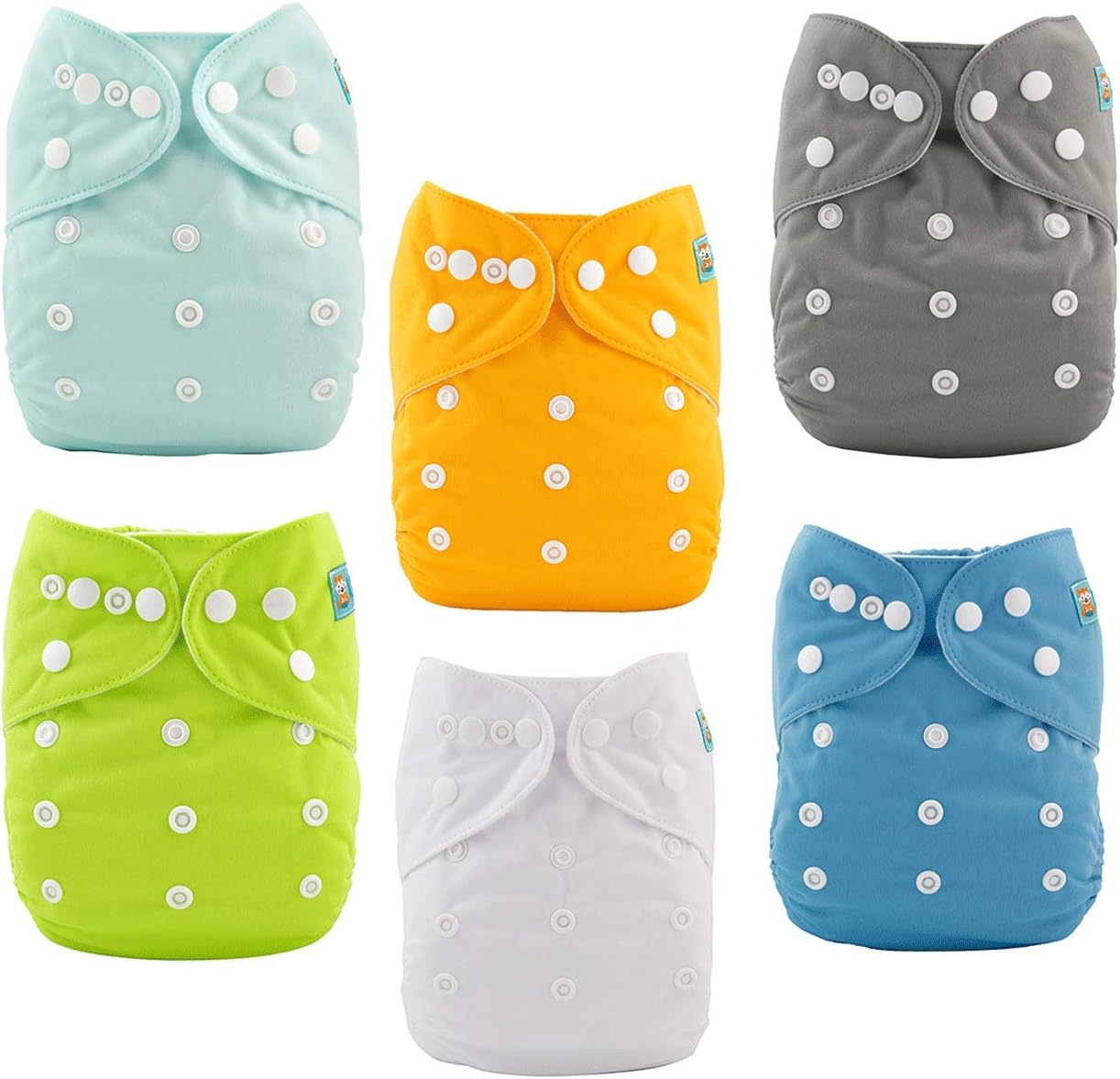 ALVABABY Baby Cloth Diaper 6 Pack with 12 Inserts One Size Cloth Diaper Covers Adjustable Washable Reusable for Baby Girls and Boys