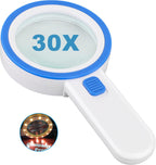 Magnifying Glass with 12 LED Lights, Double Glass Lens Handheld Illuminated Magnifier Reading Magnifying Glass with for Seniors Read, Coins, Stamps, Map, Inspection, Macular Degeneration (Blue)